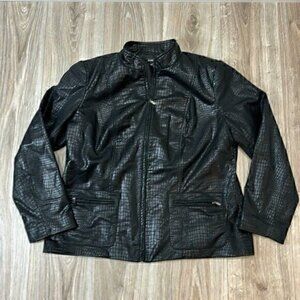 Elementz black snakeskin faux leather  jacket size 1X WOMEN